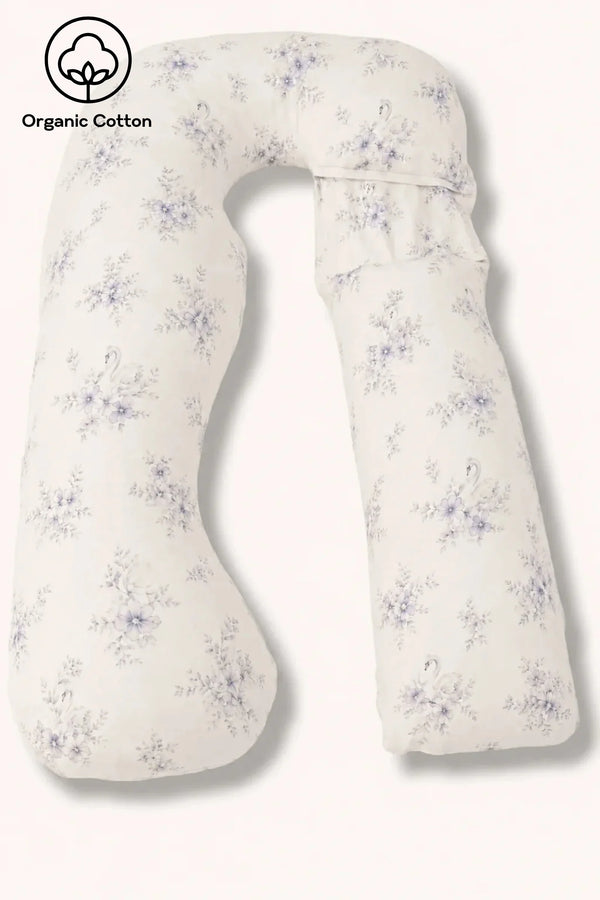 MamaToBe® Zwangerschapskussen 3-in-1 met voedingsfunctie - biologisch katoen - Swans Dusty Blue