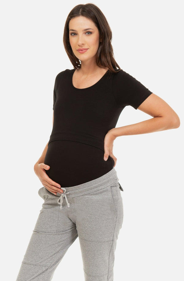 Katoenen zwangerschaps- en voedingsshirt
