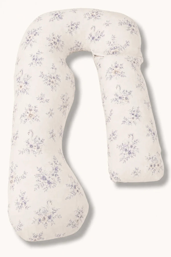 MamaToBe® Zwangerschapskussen 3-in-1 met voedingsfunctie - biologisch katoen - Swans Dusty Blue