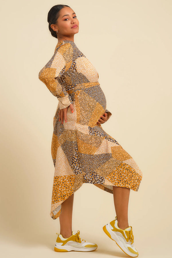 Asymmetrische zwangerschaps- en voedingsjurk