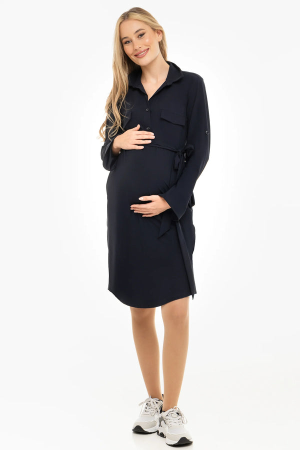 Zwangerschaps- en borstvoedingsblousejurk - navy