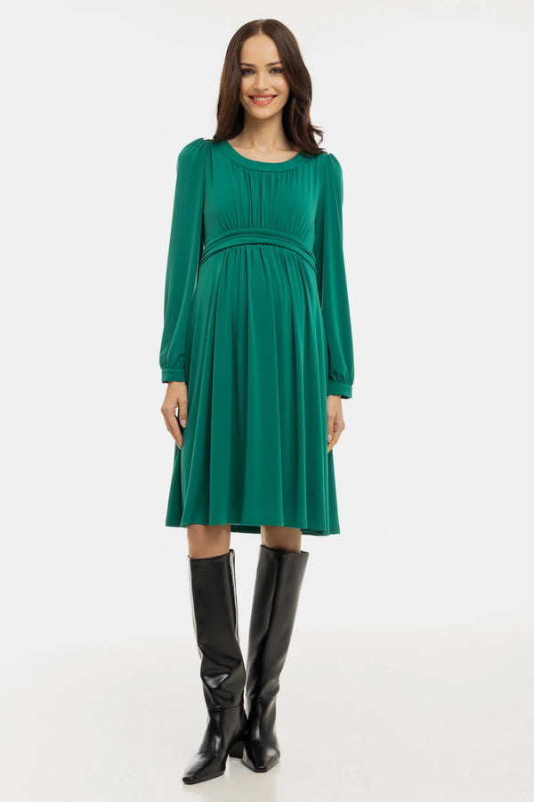 Elegante zwangerschapsjurk met geplooide details - smaragdgroen