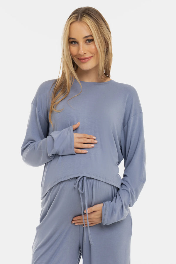 Cropped zwangerschapstop van zachte Tencel™ modal – lavendel