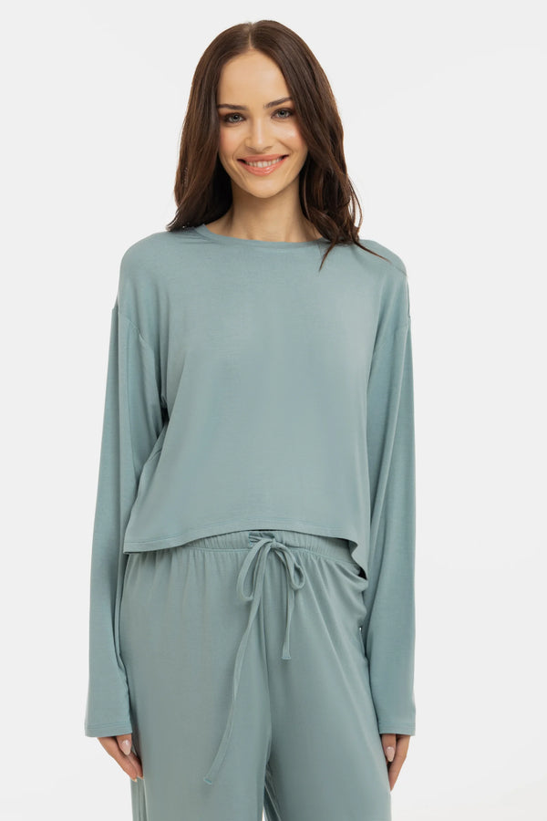 Cropped zwangerschapstop van zachte Tencel™ modal - saliegroen