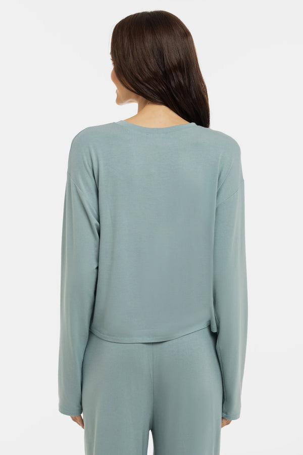 Cropped zwangerschapstop van zachte Tencel™ modal - saliegroen