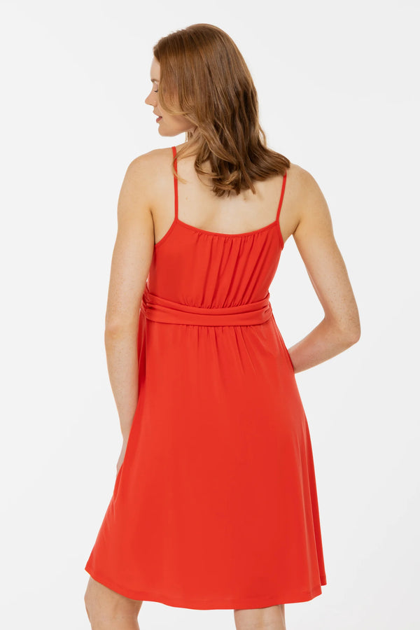 Elegante zwangerschapsjurk met smalle bandjes - coral
