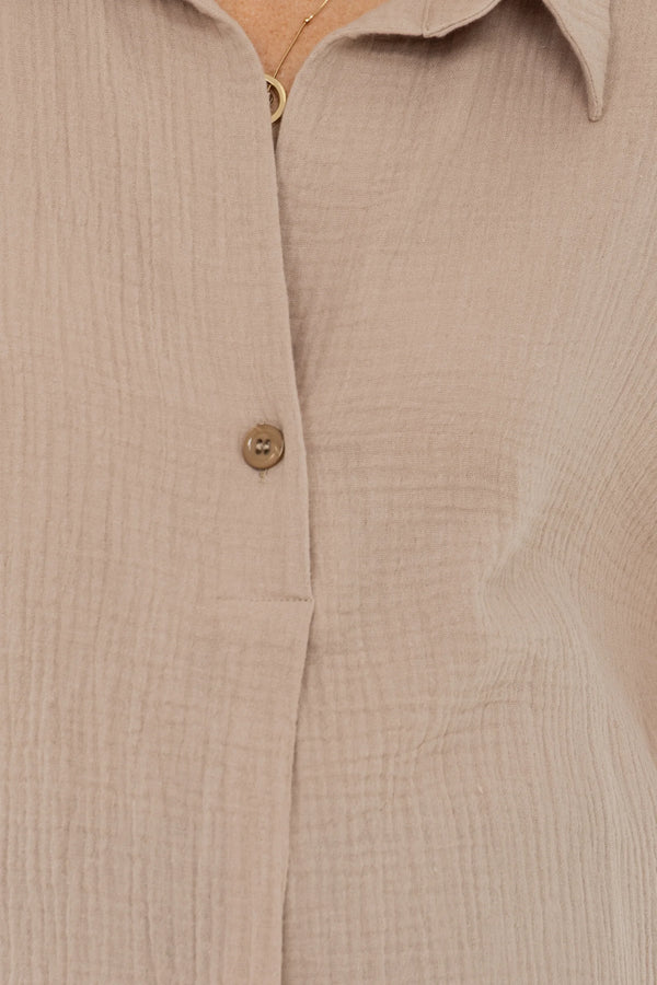 Katoenen zwangerschaps- en borstvoedingsblouse - beige
