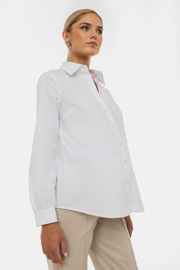 Essential katoenen zwangerschaps- en voedingsshirt – wit