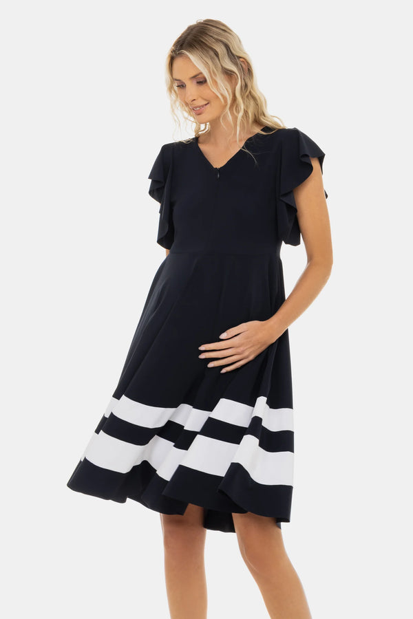 Luchtige zwangerschaps- en voedingsjurk met strepen