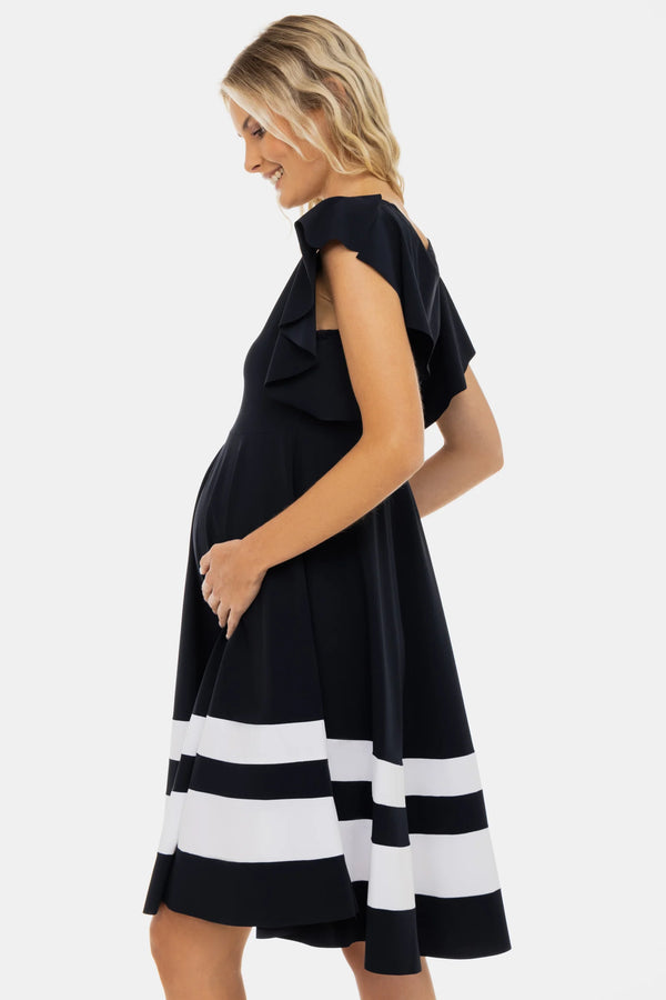 Luchtige zwangerschaps- en voedingsjurk met strepen