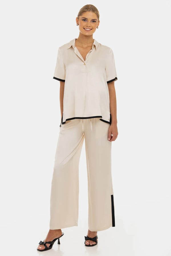 Satijnen zwangerschapsbroek met biezen