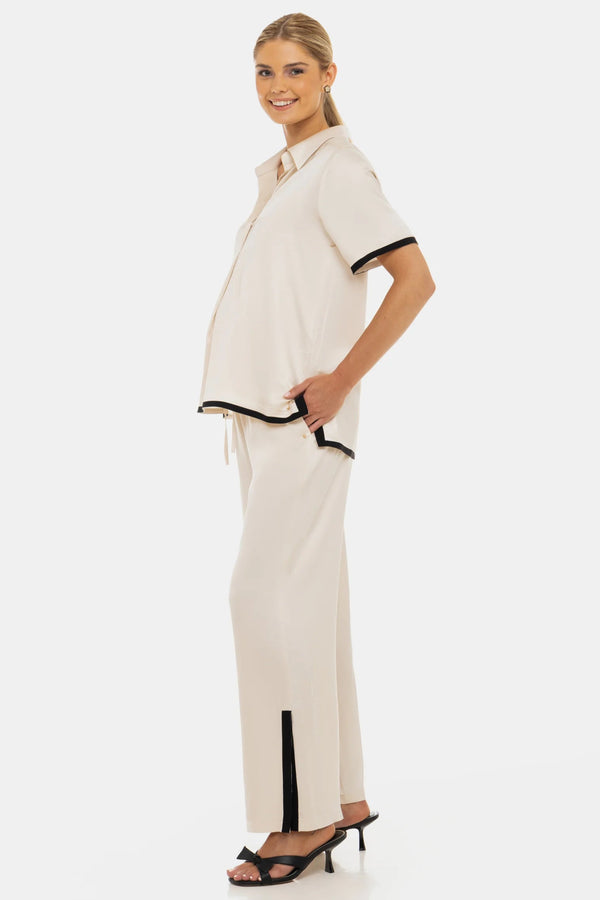 Satijnen zwangerschapsbroek met biezen