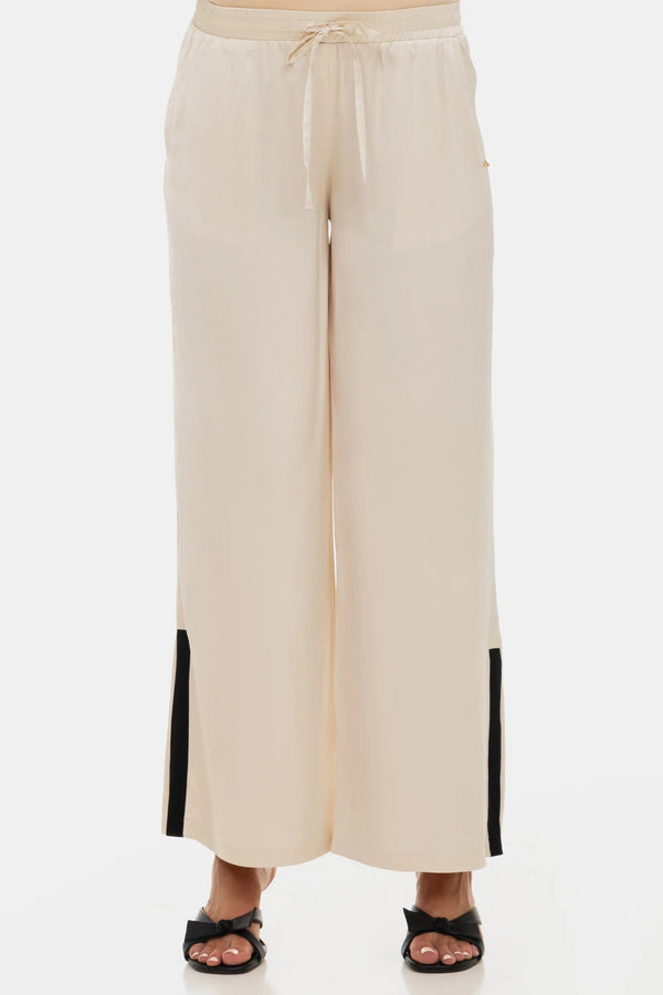 Satijnen zwangerschapsbroek met biezen