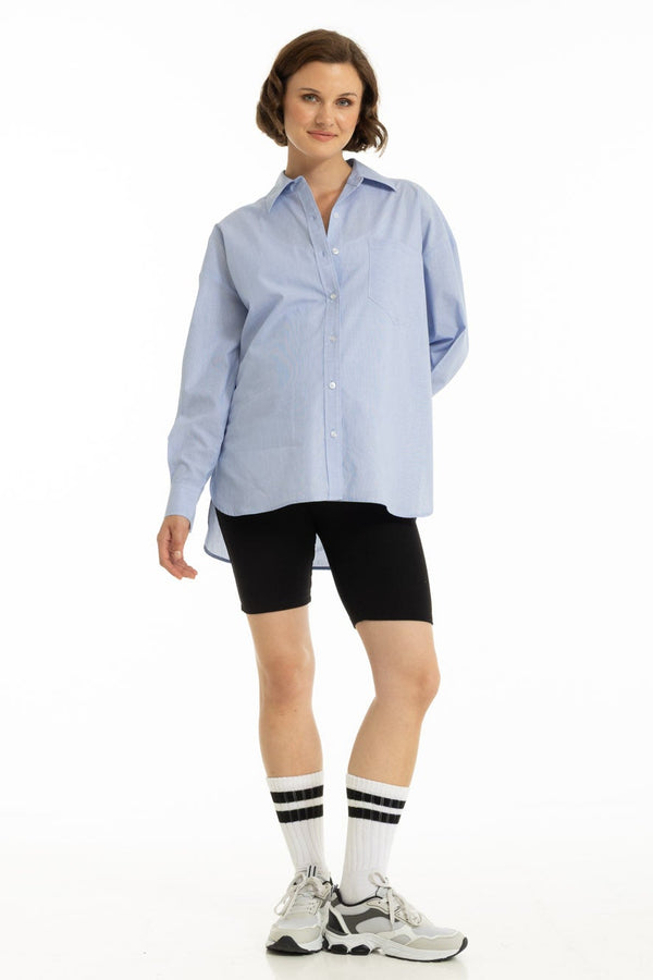 Oversized gestreept katoenen zwangerschaps- en voedingsshirt