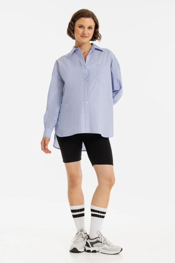 Oversized gestreept katoenen zwangerschaps- en voedingsshirt