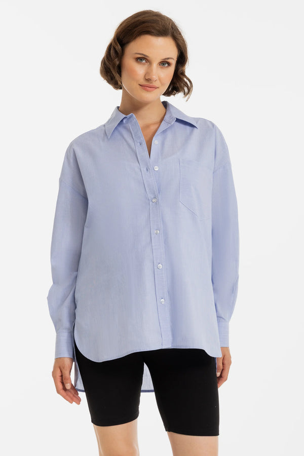 Oversized gestreept katoenen zwangerschaps- en voedingsshirt