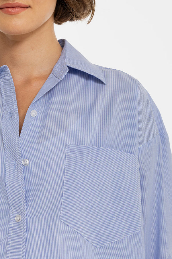 Oversized gestreept katoenen zwangerschaps- en voedingsshirt