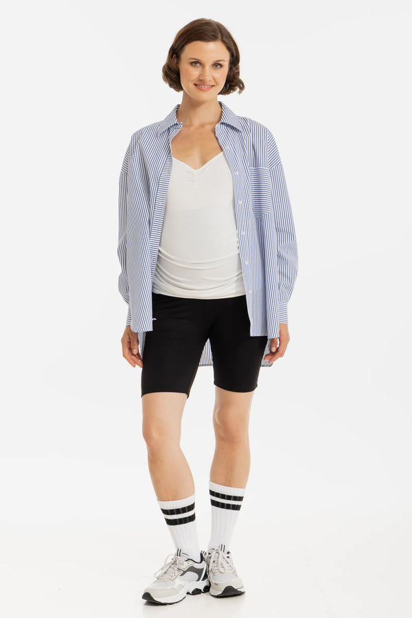 Oversized gestreept katoenen zwangerschaps- en voedingsshirt