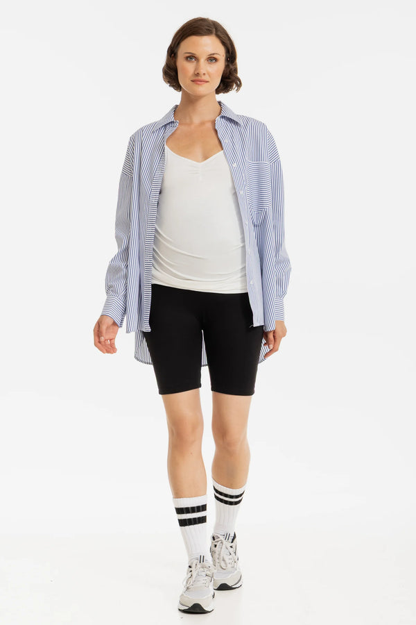Oversized gestreept katoenen zwangerschaps- en voedingsshirt
