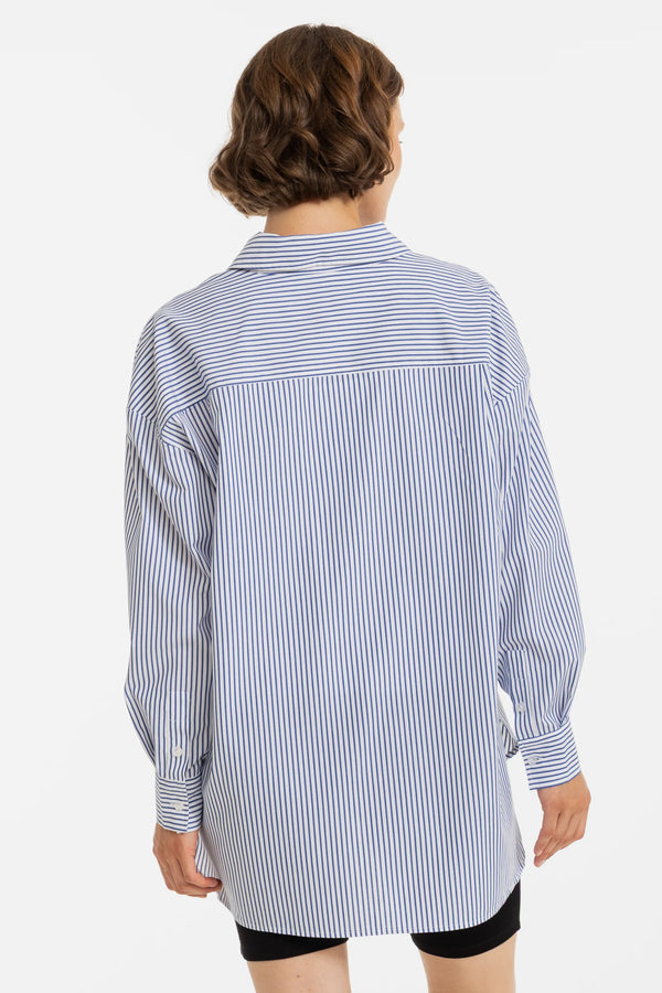 Oversized gestreept katoenen zwangerschaps- en voedingsshirt