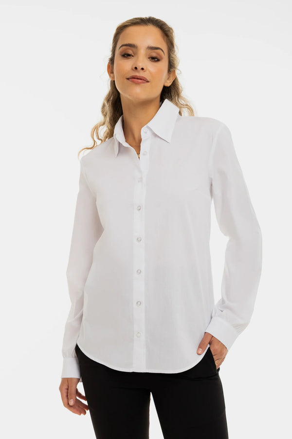 Essential katoenen zwangerschaps- en voedingsshirt – wit