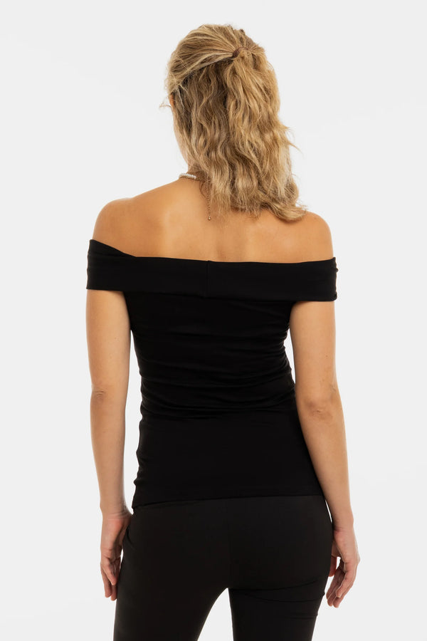 Elegante zwangerschapsblouse met knoopdetail – zwart