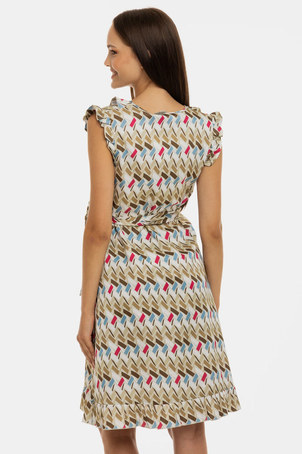 Satijnen zwangerschaps- en voedingsjurk met volants