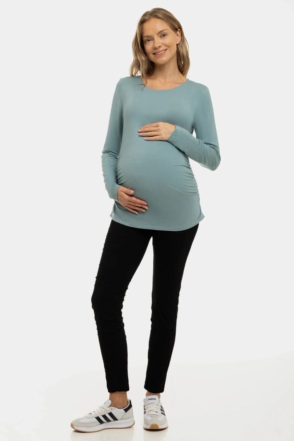 Zwangerschapsblouse met gerimpelde zijkanten - van modal – Saliegroen