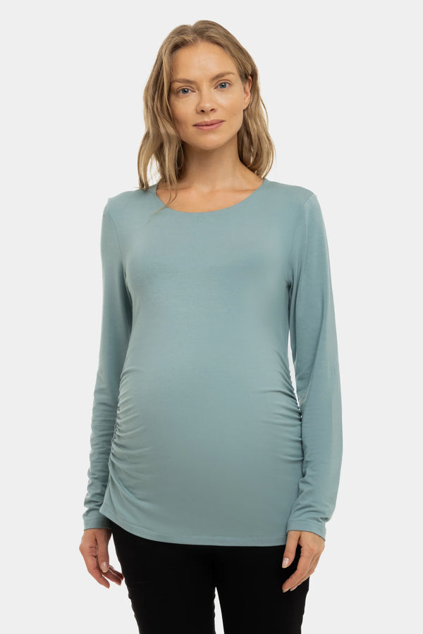 Zwangerschapsblouse met gerimpelde zijkanten - van modal – Saliegroen