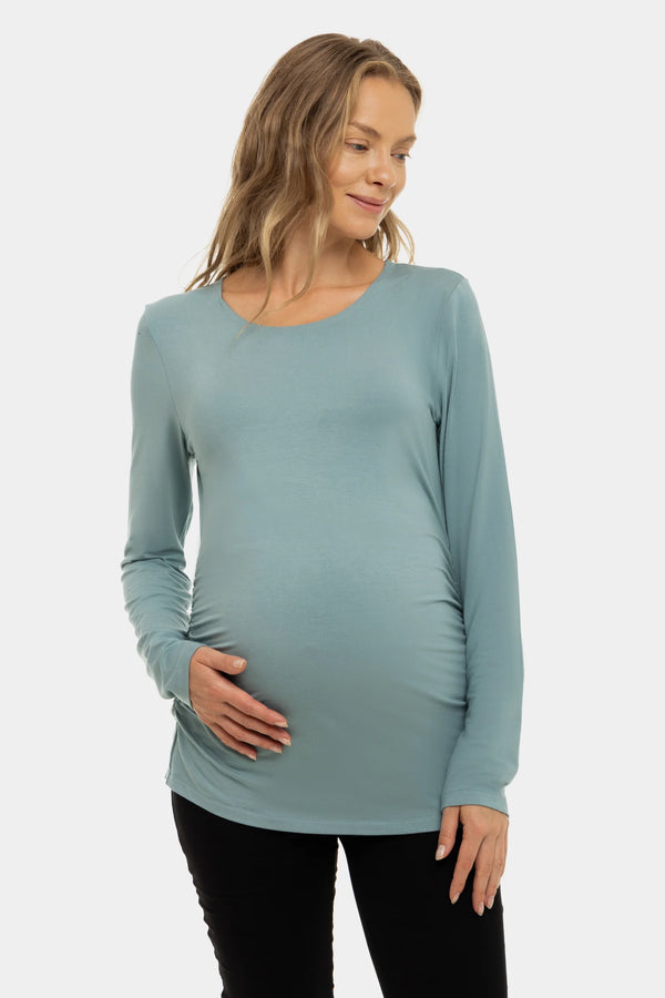 Zwangerschapsblouse met gerimpelde zijkanten - van modal – Saliegroen