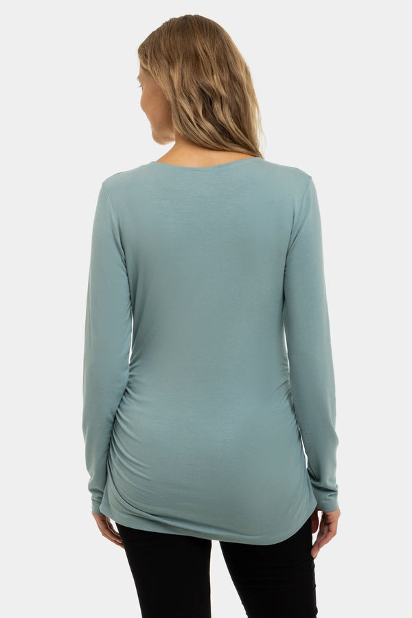 Zwangerschapsblouse met gerimpelde zijkanten - van modal – Saliegroen