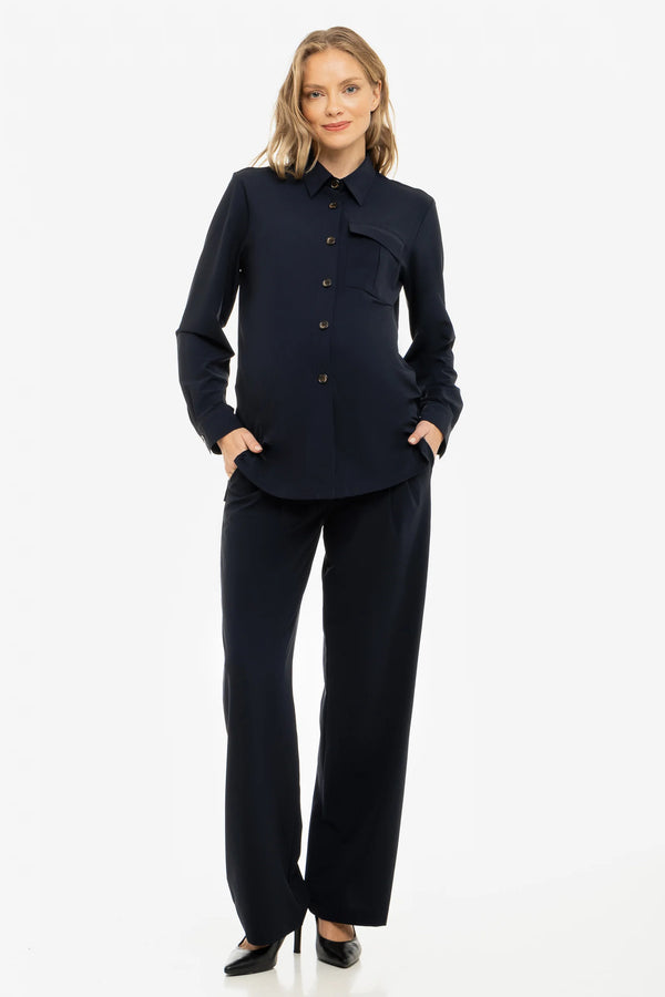 Travel zwangerschapsbroek met plooien - navy