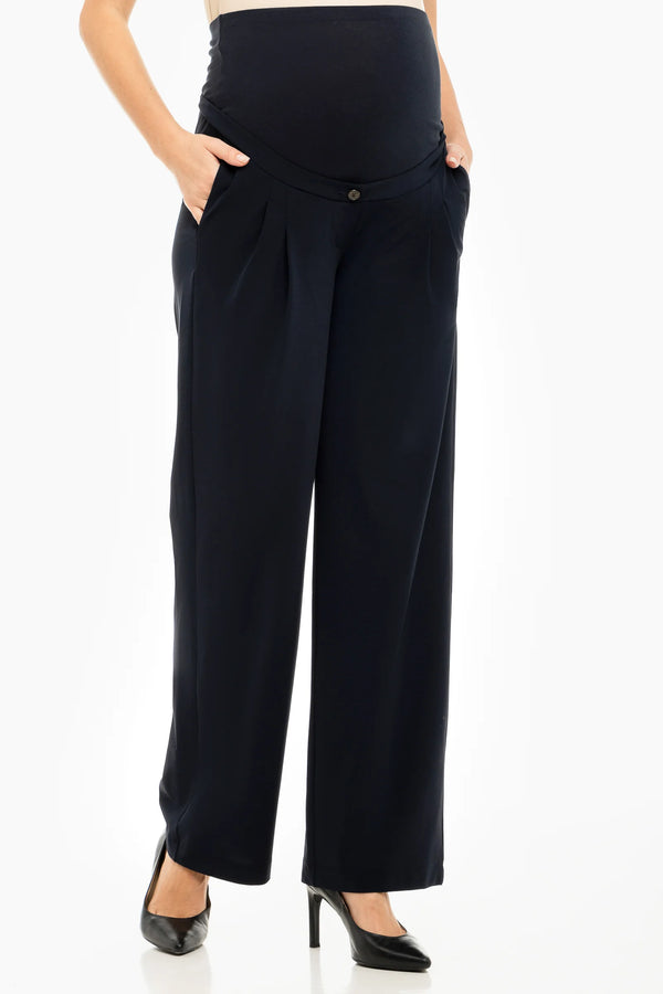 Travel zwangerschapsbroek met plooien - navy