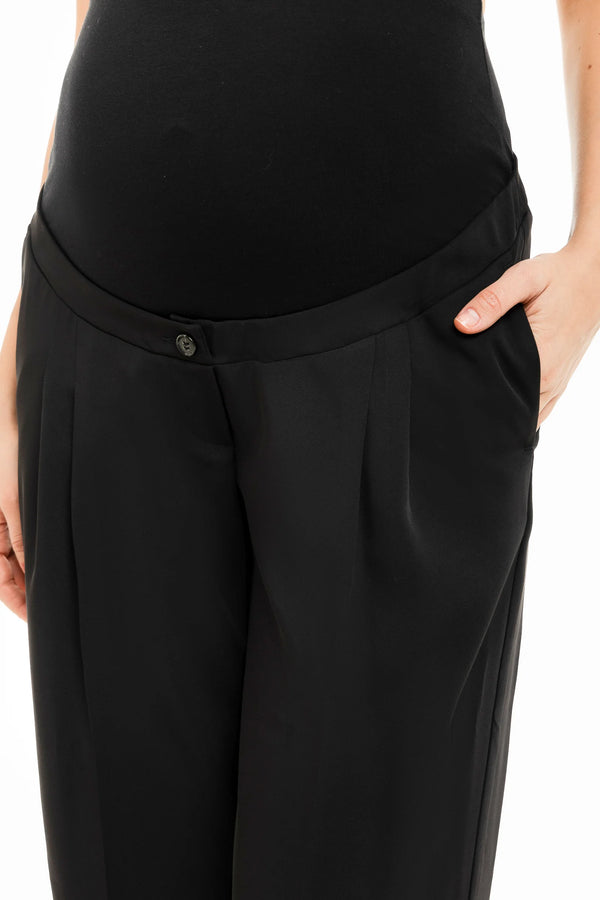 Travel zwangerschapsbroek met plooien - zwart