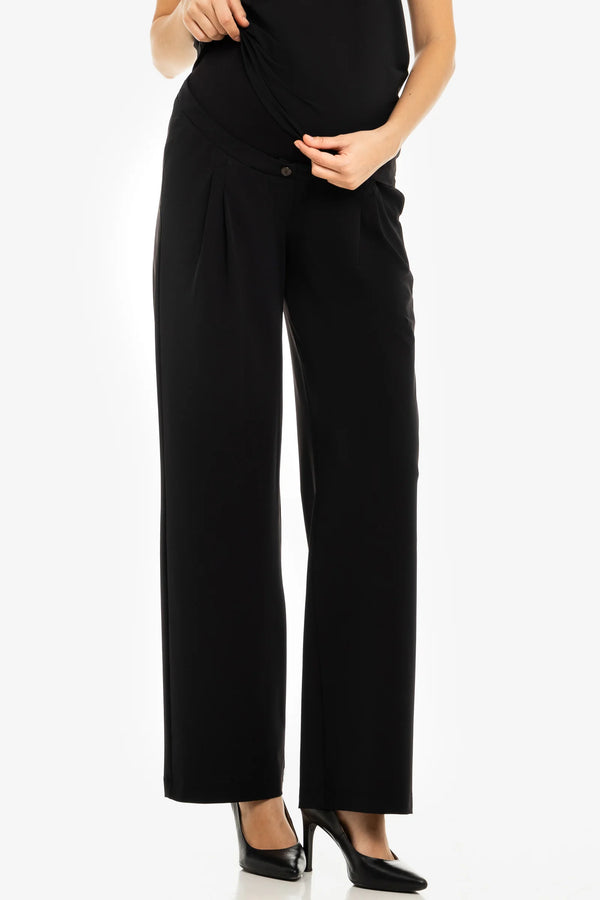 Travel zwangerschapsbroek met plooien - zwart