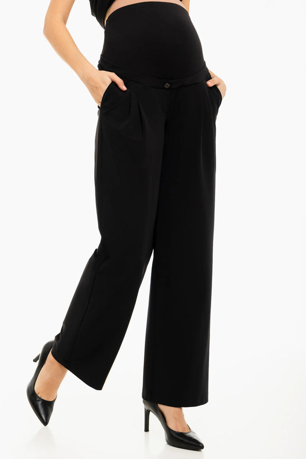 Travel zwangerschapsbroek met plooien - zwart