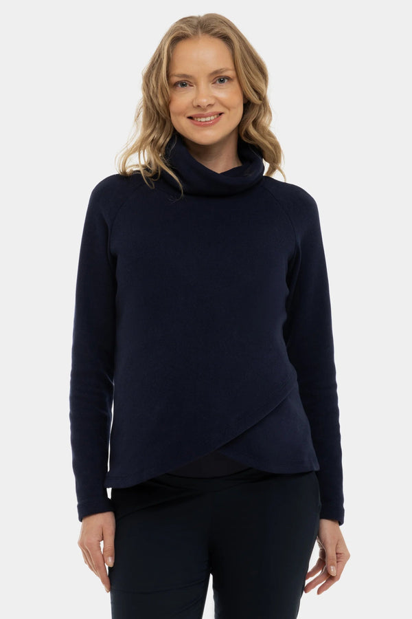 Donkerblauwe gebreide zwangerschaps- en voedingstrui