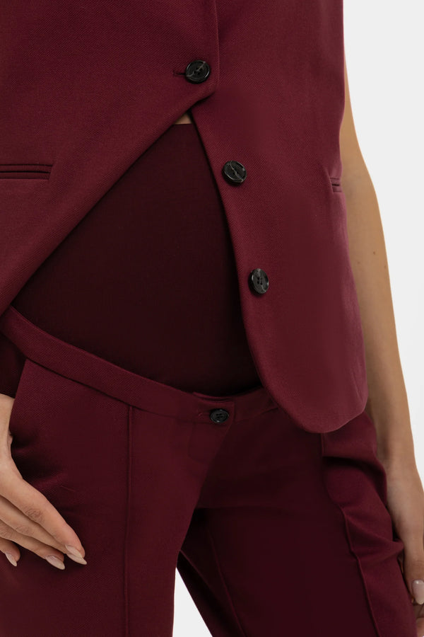 Signature Getailleerde Zwangerschapspantalon - bordeauxrood