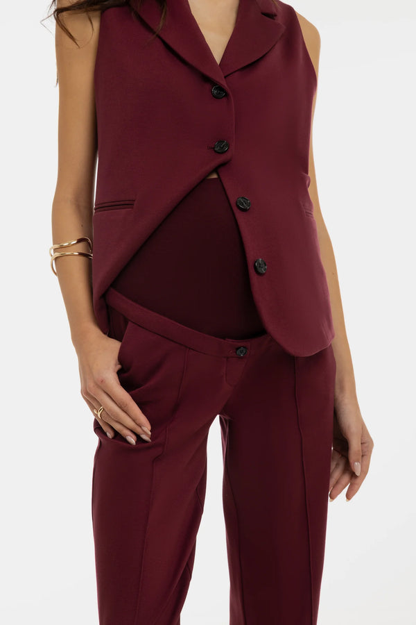 Signature Getailleerde Zwangerschapspantalon - bordeauxrood