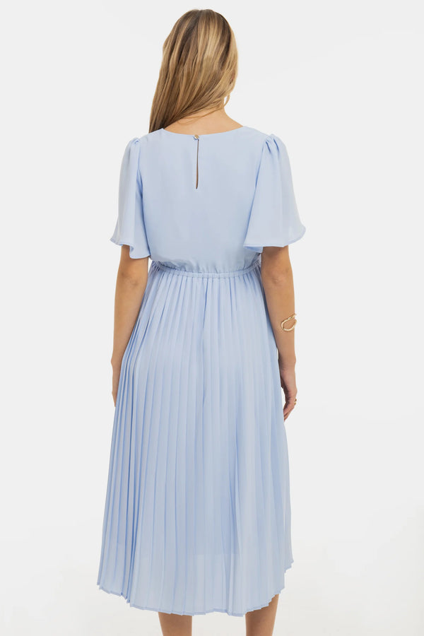 Feestelijke plissé zwangerschapsjurk - Hemelsblauw