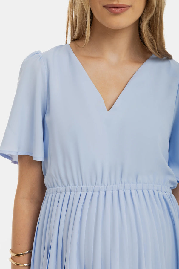 Feestelijke plissé zwangerschapsjurk - Hemelsblauw