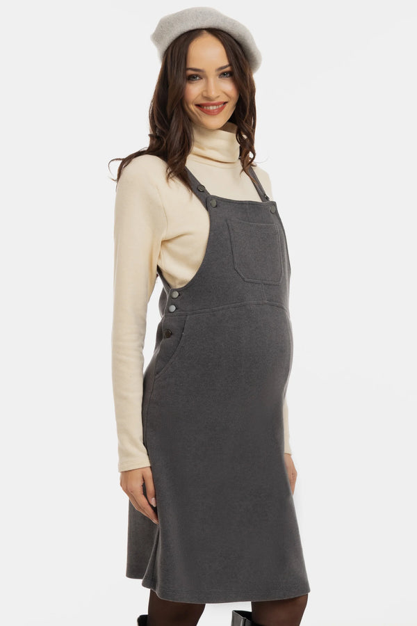 Gebreide zwangerschaps- en voedingstuinjurk - donkergrijs