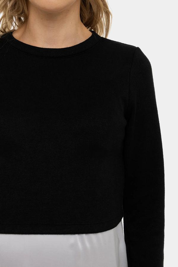 Satijnen zwangerschapsjurk- en voedingsjurk met trui – pearl