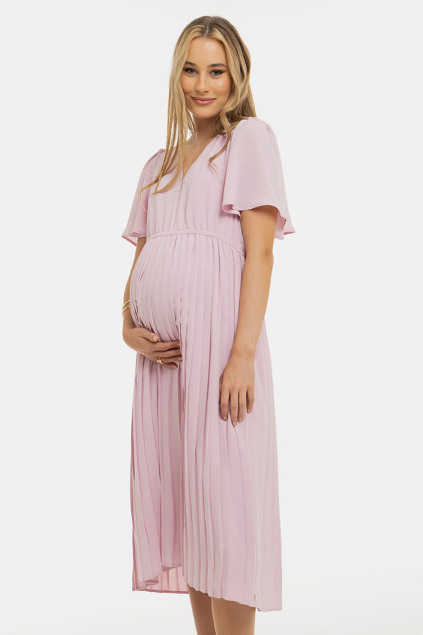 Feestelijke plissé zwangerschapsjurk - Lichtroze