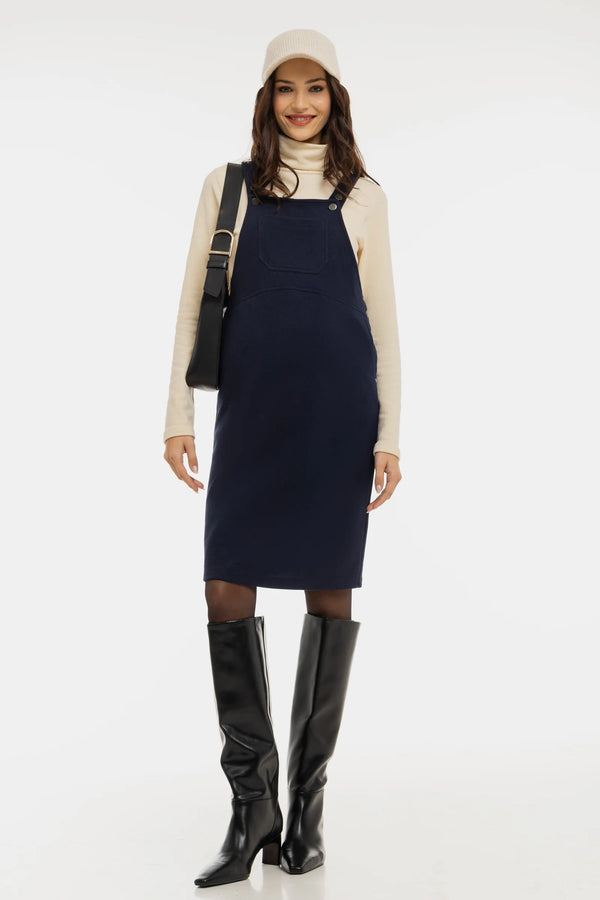 Gebreide zwangerschaps- en voedingstuinjurk - navy