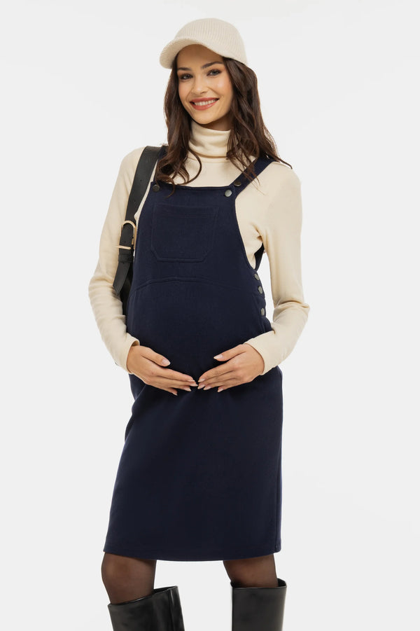 Gebreide zwangerschaps- en voedingstuinjurk - navy