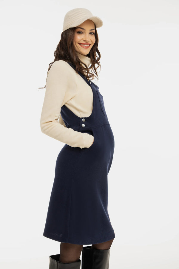 Gebreide zwangerschaps- en voedingstuinjurk - navy