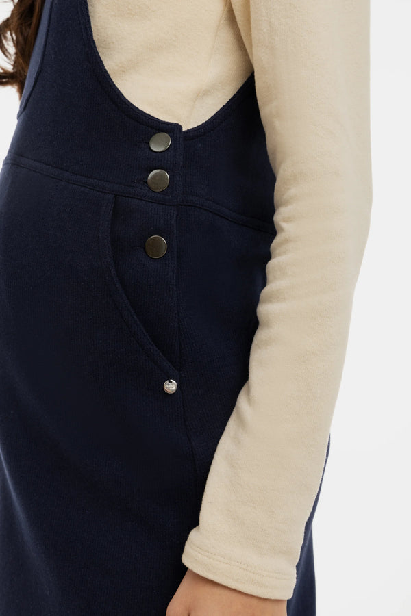 Gebreide zwangerschaps- en voedingstuinjurk - navy