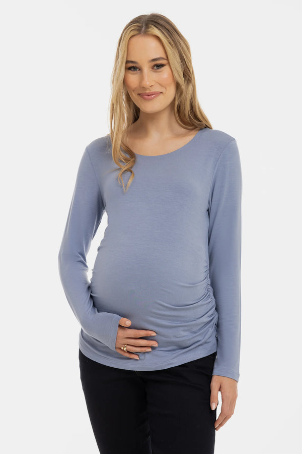 Zwangerschapsblouse met gerimpelde zijkanten - van modal – Lavender