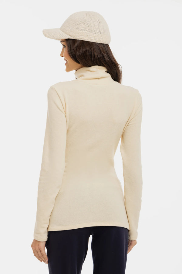 Fijngebreide katoenen Zwangerschaps- en voedingstrui - ecru